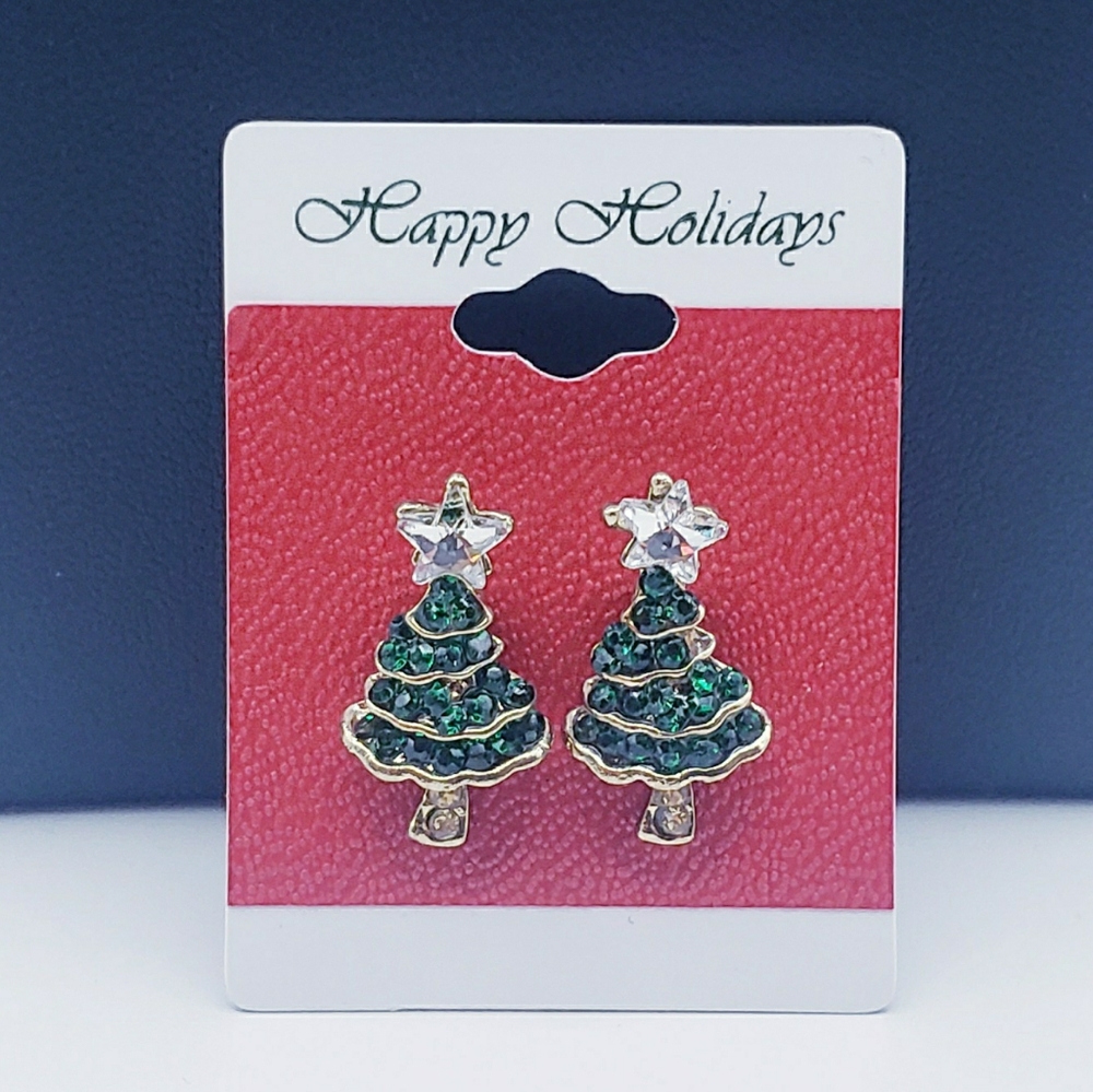 Festive Christmas Tree Holiday Earrings 2 Flaws. Free Add On With 2+ Items